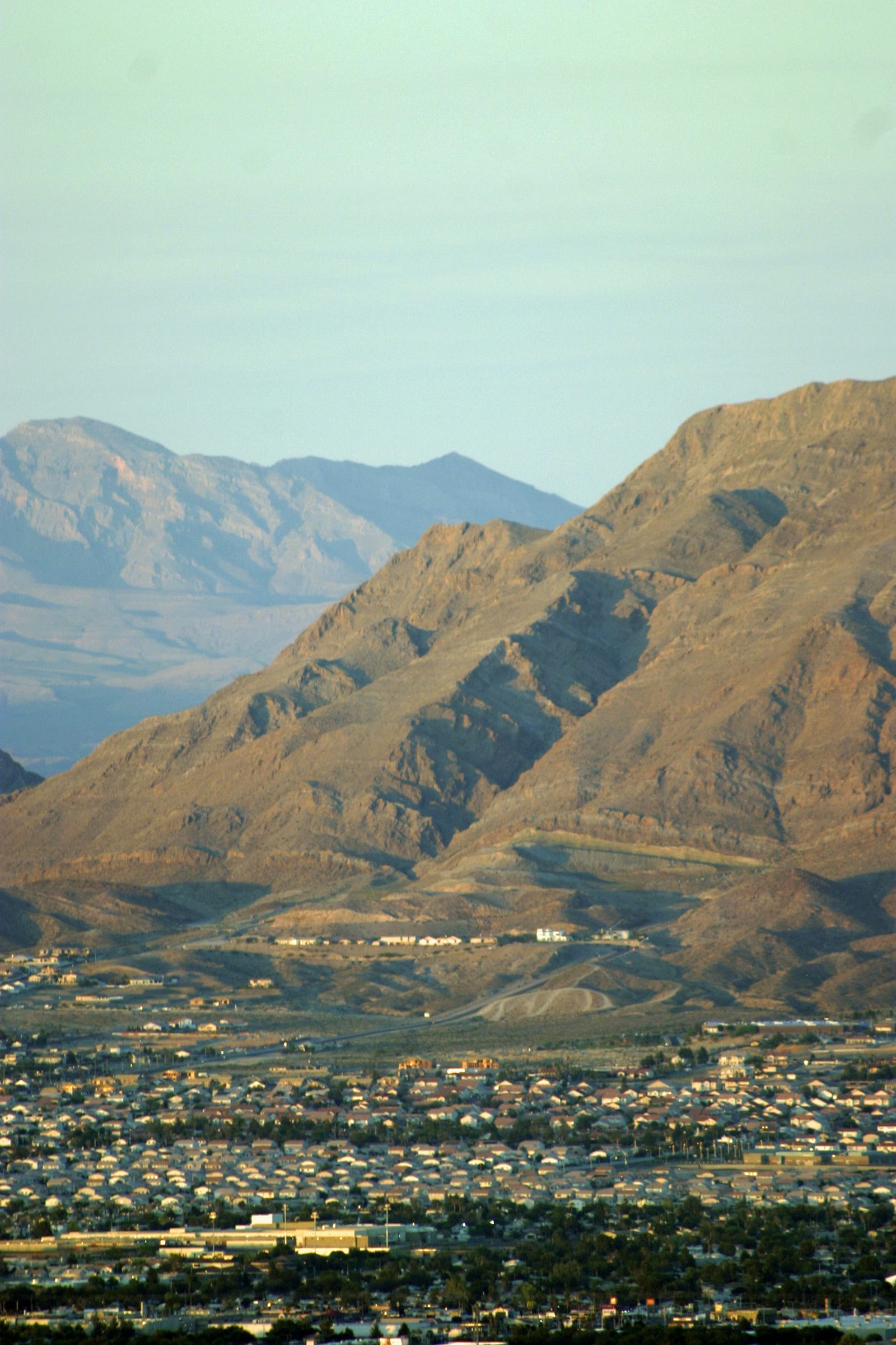 Mt Charleston peaks at golden hour over the western Las Vegas valley